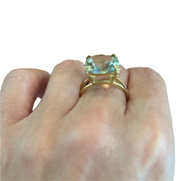 GORGEOUS! Large green amethyst 14K Gold-plated over 925 sterling silver NIB - Picture 4 of 5